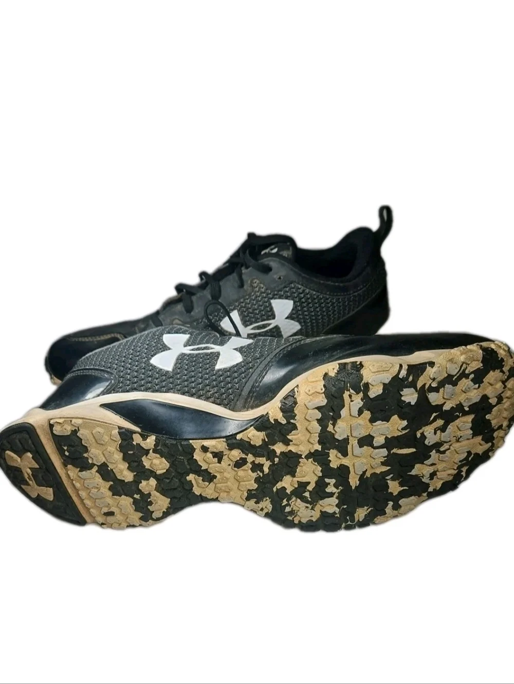Under Armour Men Sz13 Black/White Rubber Turf Trainer Athletic Traction Y2K[6E